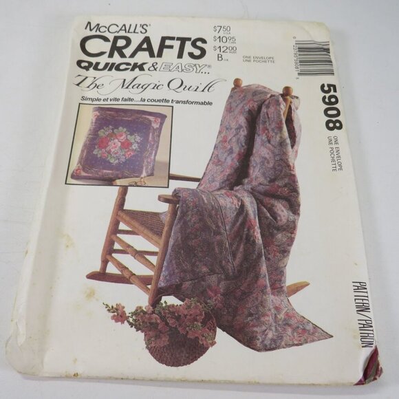 McCalls 5908 sewing pattern Blanket with book pocket and carry bag Small & Large - Picture 3 of 6